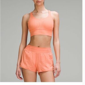 Women's coral Orange ribbed Sports Bra